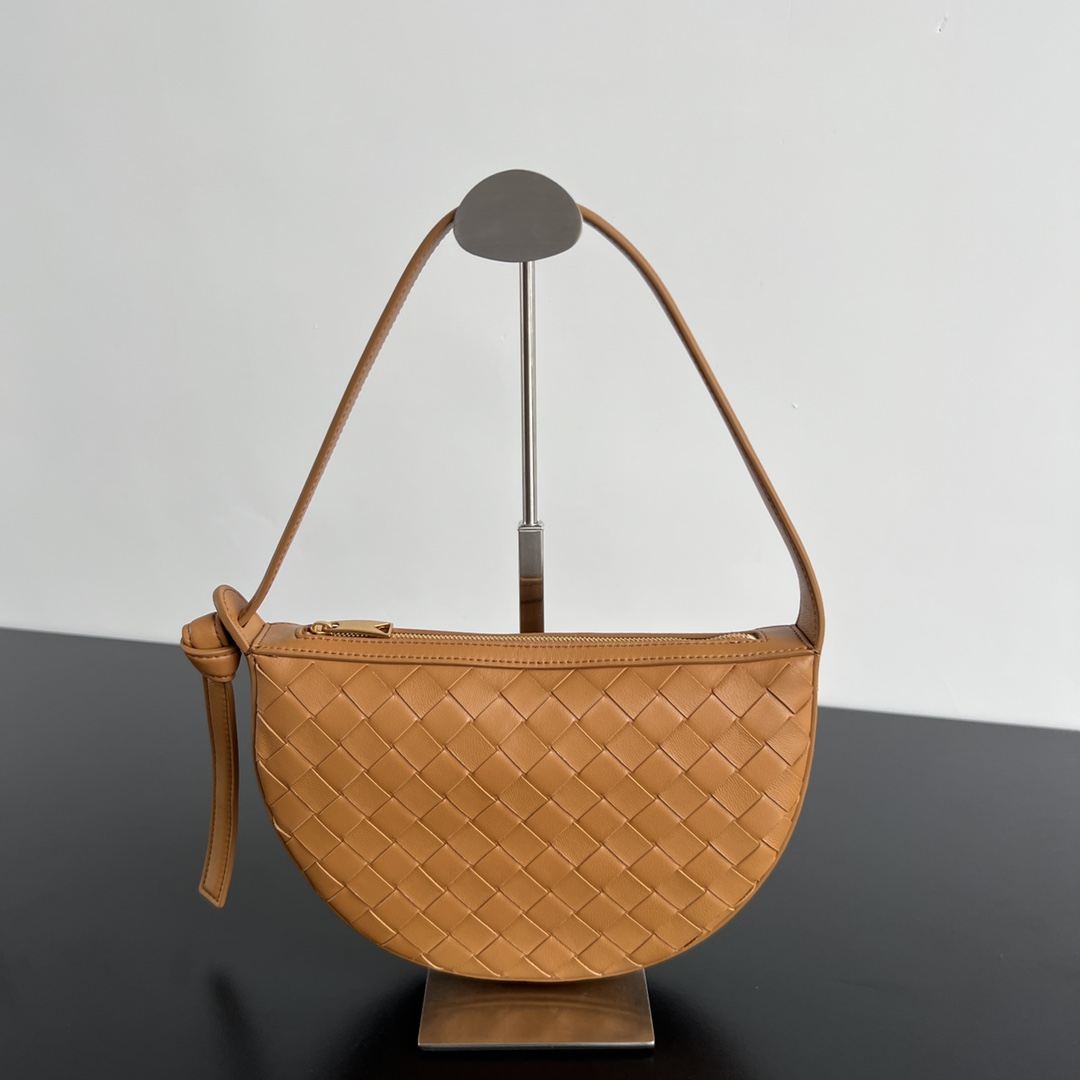 Mini Sunrise Intrecciato Leather Shoulder Bag Brown